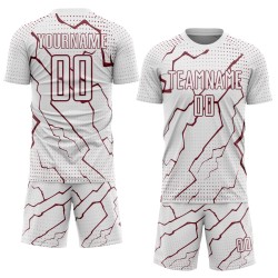 Sublimation Uniform Custom Sports Lightning White Soccer Jersey Burgundy
