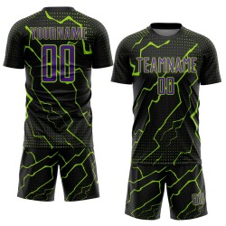 Purple-Neon Jersey Black Custom Uniform Green Sports Soccer Sublimation Lightning