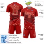 Cream Jersey Soccer Sports Red Sublimation Uniform Lines Custom
