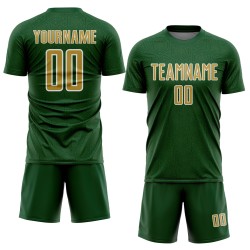 Green Geometric Shape Custom Jersey Sports Sublimation Uniform Gold-White Soccer Old