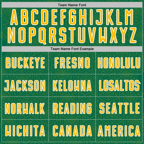 Green Kelly Shape Uniform Jersey Gold-White Custom Sports Soccer Sublimation Geometric