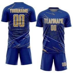 Uniform Custom Sports Royal Jersey Lines Soccer Old Gold-White Sublimation Uniform Custom Sports Royal Jersey Lines Soccer Old Gold-White Sublimation